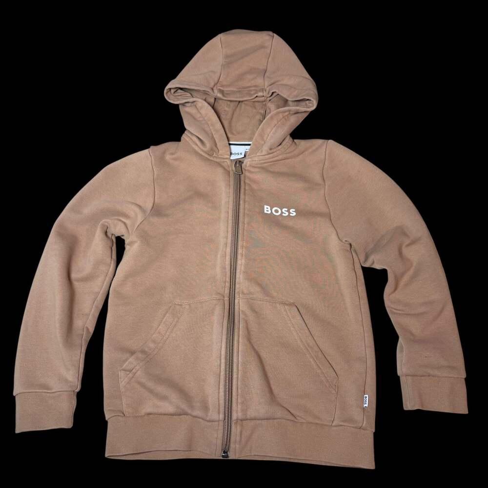 BOSS Kidswear Logo Print Zip-Up Hooded Sweatshirt